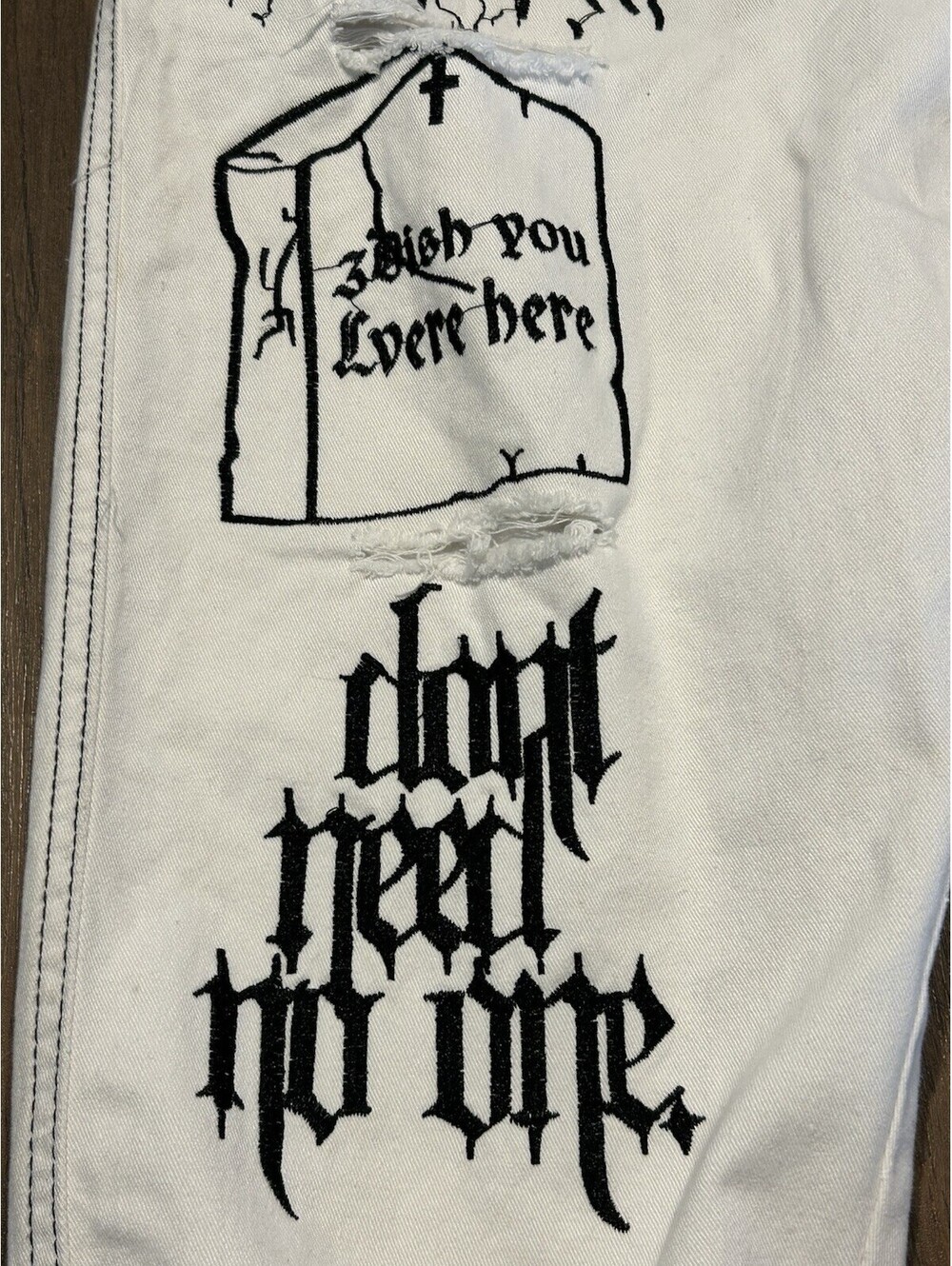 Rare Hiradmood Collection White Graphic Jogger Pants Gothic Streetwear - Picture 4 of 9